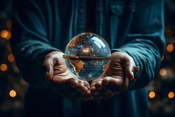 Environment and ecology concept through hands holding the earth or globe