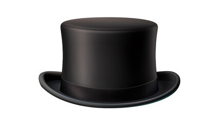 Cylinder black top hat isolated on transparent or white background