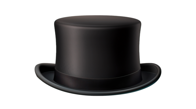 Cylinder black top hat isolated on transparent or white background - Powered by Adobe