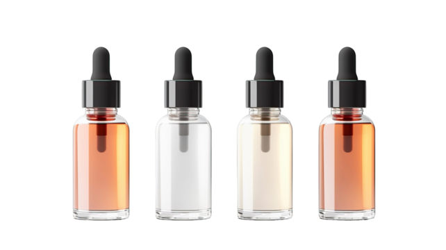 Dropper bottle mockup, beauty product packaging, isolated blank label, cosmetic product on white background 