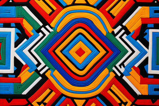 Traditional South African textile with colorful pattern