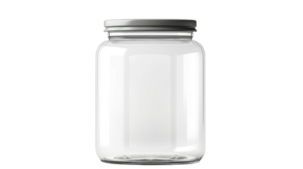 Empty blank jar isolated on a transparent or white background, mockup