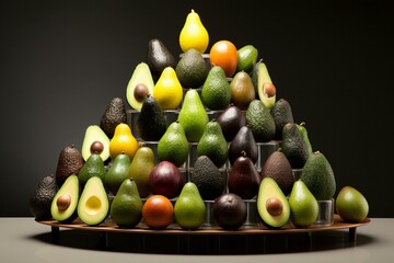 An alluring and sophisticated display of different types of avocados. Generative AI