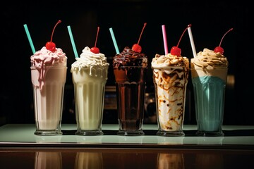 a solitary image of milkshakes. Generative AI