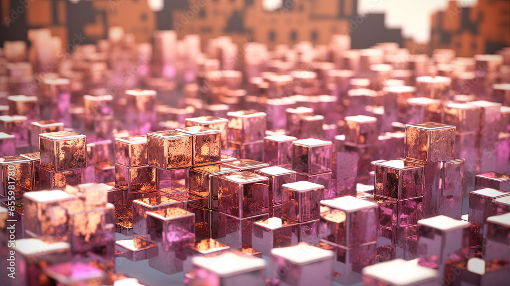 Poster Abstract background with structure of cubes. Colorful cubes texture for technology backdrop.
