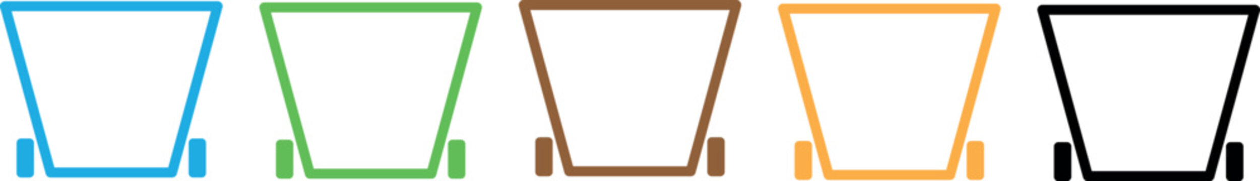 Ikony koszy do segregacji śmieci.