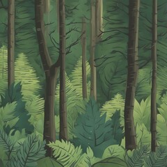 background illustration of forest and dense trees