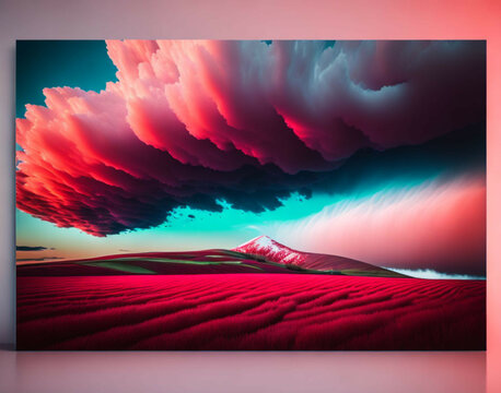 red clouds on a red open field