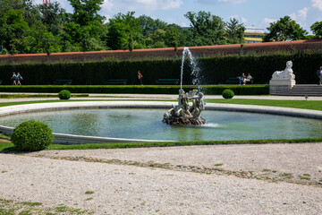 Fountains on the grounds of the Belvedere Garden in Vienna