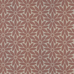 Seamless geometric floral pattern with stylized pink flowers. Seamless repeating pattern. Great as a texture or background.