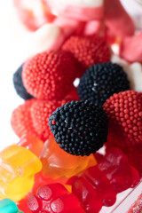 Gummy berries macro close up