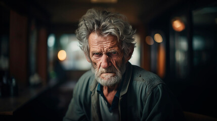 Portrait of an angry elderly man 