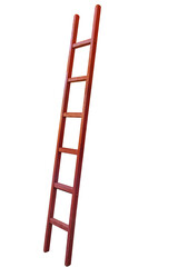 burgundy wooden staircase isolated on white background