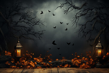 Spooky Halloween autumn background.
