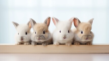 A charming group of cute rabbits against a minimalist backdrop
