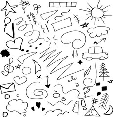 Hand drawn doodle elements isolated in white background