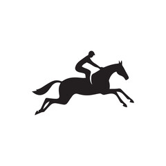 silhouette of a jockey with his horse