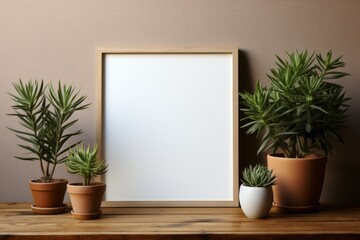 Frame wall mockup in modern interior design. AI generated, human enhanced