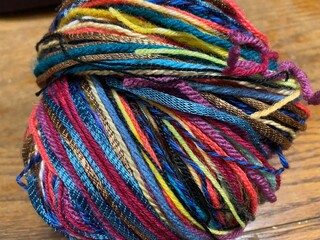 Ball of multi colored yarn 