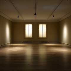 Empty room with windows and wooden floor