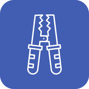 white outline jumper cable icon on blue clip art preview