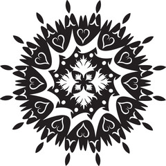 Mandala - Fleur √âtoile Soleil Illustration, Nature, √ânergie Cercle Rond Belle Sym√©trie Harmonie Symbole en noir et blanc