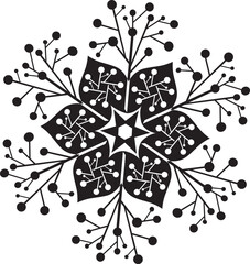 Mandala - Fleur √âtoile Soleil Illustration, Nature, √ânergie Cercle Rond Belle Sym√©trie Harmonie Symbole en noir et blanc