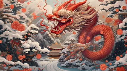 Obraz premium Lunar new year, Chinese New Year 2024 , Year of the Dragon , zodiac