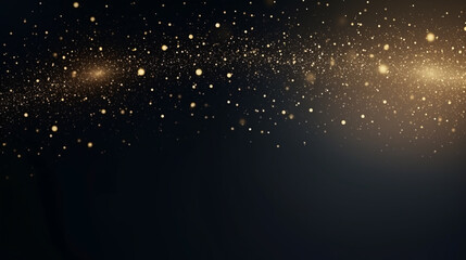 Festive Christmas and New Year's background with sparkling golden particles against a dark backdrop..