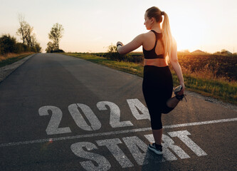Concept of new professional achievements in the new year and success. Sports girl who wants to...