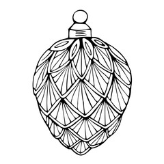 Christmas tree toy, hand drawn. Vector illustration.