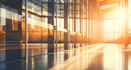 Foto op Canvas Modern office walls of business building with sunlight reflection on window glass © Nuchylee