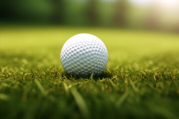 Golf ball on green golf lawn Generative Ai