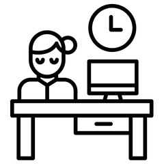 Outline Woman Office Time icon