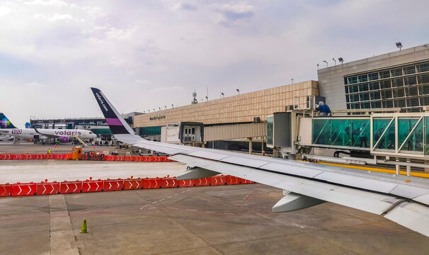 Guadalajara International Airport aircraft runway indoor building and gate Mexico.