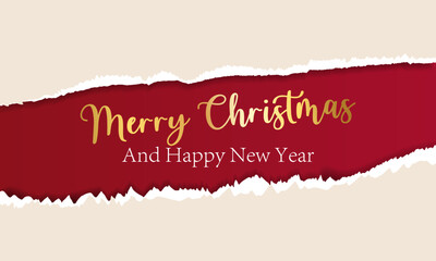 torn paper style merry christmas.happy new year 2024. background banner, vector template