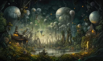 Fototapeten dark fantasy future ghostpunk landscape city mystic poster alien steampunk wallpaper fantastic © Plan