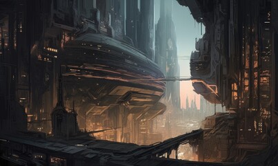 night city futuristic street landscape city mystic poster alien steampunk wallpaper fantastic