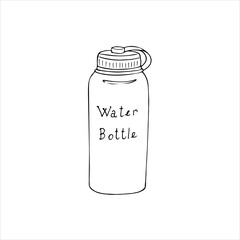 Hand-drawn water bottle, isolated vector illustration