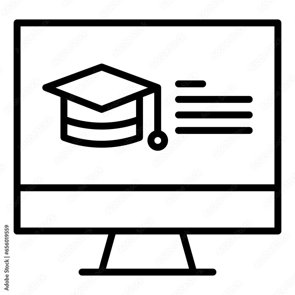 Sticker outline monitor education icon