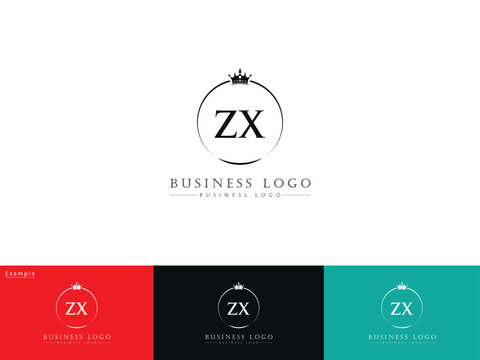 Initial Luxury Zx Logo, Royal Zx xz Modern Crown Logo For Your Brand