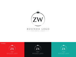Initial Luxury Zw Logo, Royal Zw wz Modern Crown Logo For Your Brand - obrazy, fototapety, plakaty