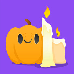 Halloween pumpkin composition with candles