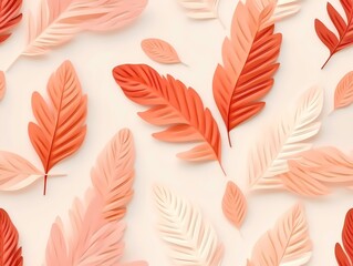 Abstract papercraft-art botanical illustration. Hand drawn pattern with natural simple design. Contemporary style illustration created by Generative AI , can be used as a repetitive tiled pattern.