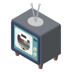 Retro TV - isometric vector illustration.