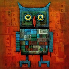 eagle owl cubism art oil painting abstract geometric funny doodle illustration poster tatoo