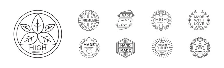 Handmade Line Badge and Labels Elements Vector Set
