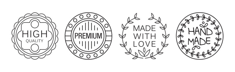 Handmade Line Badge and Labels Elements Vector Set