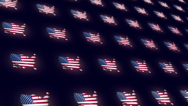 3d animation of the United States of America maps rotating.Seamless loop.Usa background.United States concept.American flag.Travel Usa.Pattern	