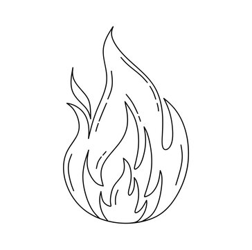 recommend clip art: Fire outline icon. Burning fire in doodle style isolated on white background. Hand drawn fire flame, black and white drawing. Sketch of flame for print, web, mobile and infographics. Vector